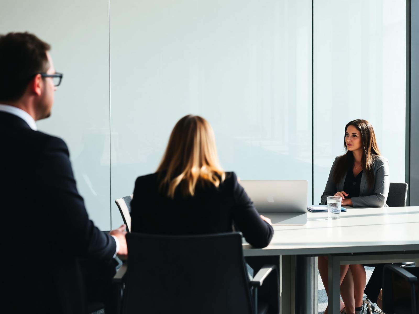 Business professionals in a modern meeting room
